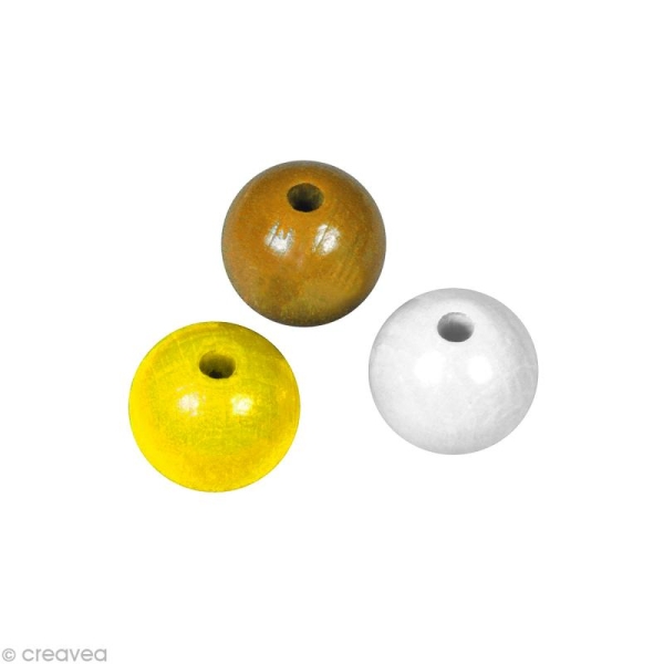 Perle en bois couleur 6 mm - Assortiment Jaune x 115 - Photo n°1