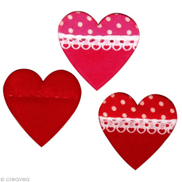 Coeur en feutrine bordure déco 4,5 cm x 3 - Photo n°1