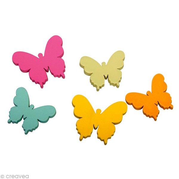 Miniature en bois Papillon coloré 2,5-3 cm x 10 - Photo n°1
