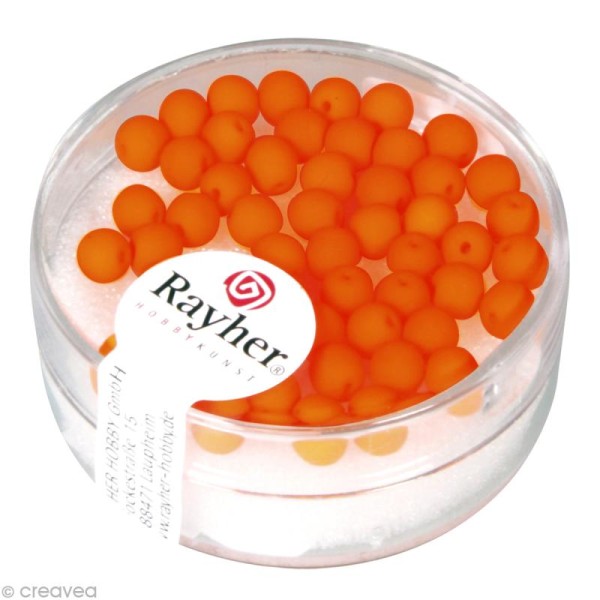 Perle en verre 4 mm - Orange fluo x 50 - Photo n°1