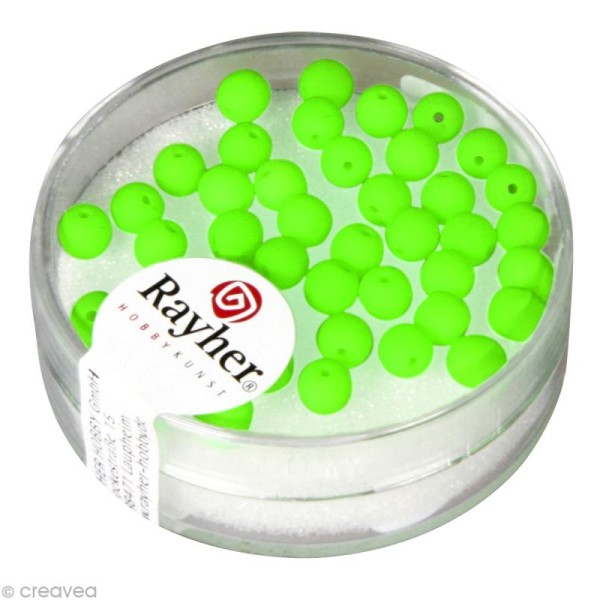 Perle en verre 4 mm - Vert fluo x 50 - Photo n°1