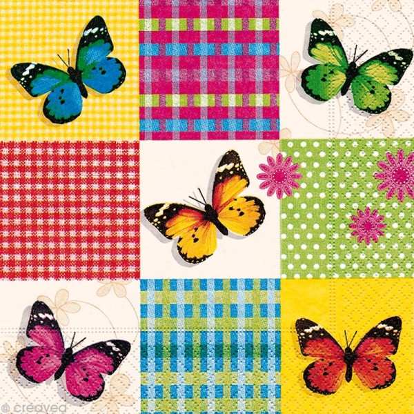 Serviette en papier Animaux - Patchwork de papillons - Photo n°1