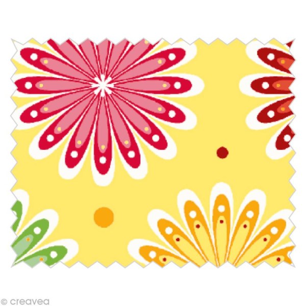 Coupon tissu Tante Ema Sugar Flowers - Lit de fleurs Jaune 50 x 65 cm - Photo n°1