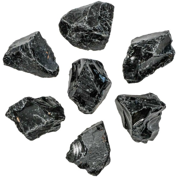 Pierres brutes obsidienne noire - 5 à 8 cm - Lot de 3. - Photo n°2