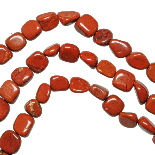 Collier en jaspe rouge - Perles roulées 7 à 10 mm - 43 cm. - Photo n°3