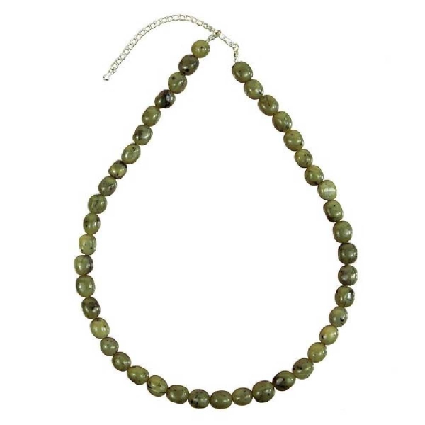 Collier en jade néphrite - Perles pierres roulées. - Photo n°2