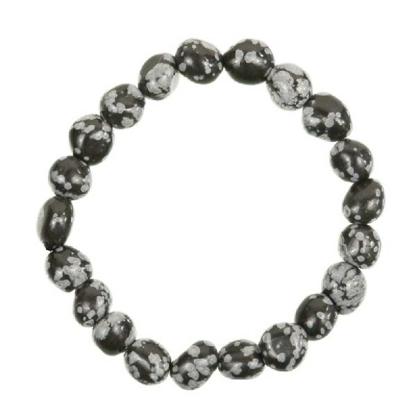 Bracelet en obsidienne neige - Perles pierres roulées. - Photo n°2