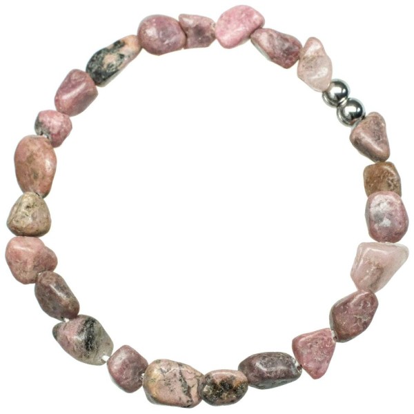 Bracelet en rhodonite - Perles roulées 7 à 10 mm. - Photo n°1