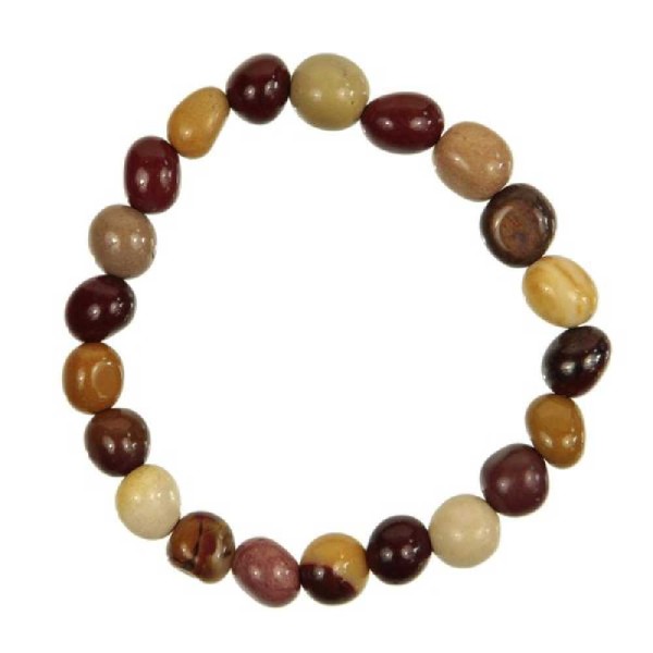 Bracelet en jaspe mokaite - Perles pierres roulées. - Photo n°2