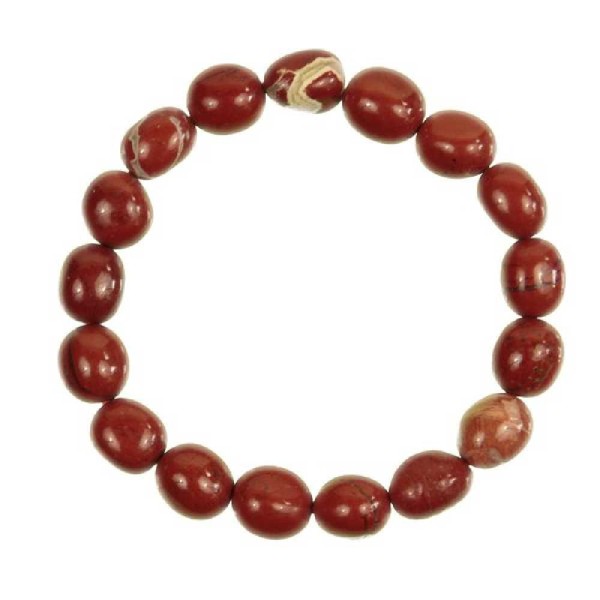 Bracelet en jaspe rouge - Perles pierres roulées. - Photo n°2