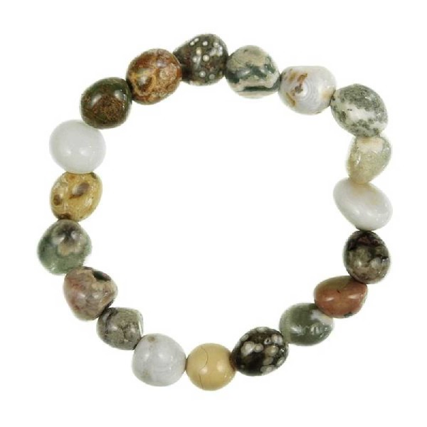 Bracelet en jaspe orbiculaire - Perles pierres roulées. - Photo n°2
