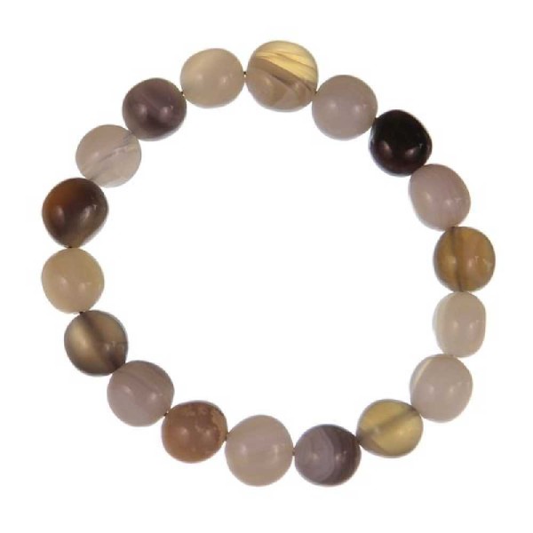 Bracelet en agate de Botswana - Perles pierres roulées. - Photo n°2
