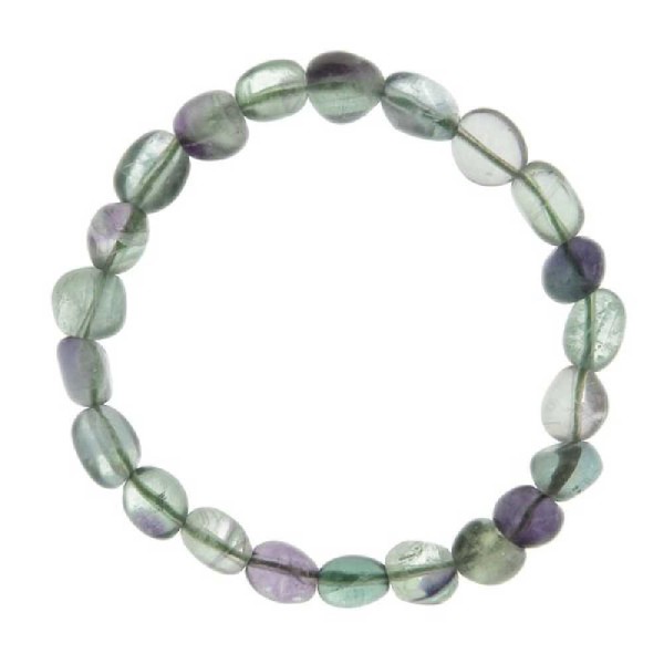 Bracelet en fluorite multicolore - Perles pierres roulées. - Photo n°2