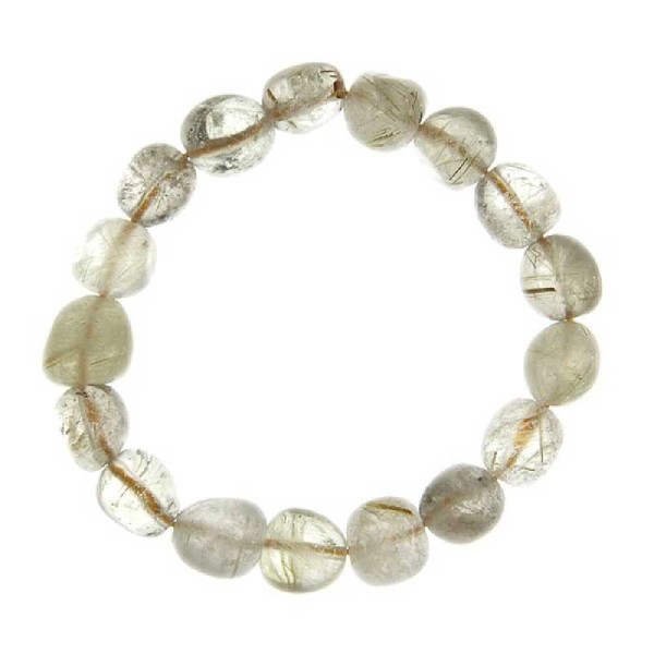 Bracelet en cristal rutile - Perles pierres roulées. - Photo n°2