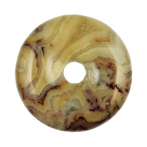 Donut Pi Chinois en agate crazy lace pour pendentif - Diamètre 3 cm. - Photo n°1