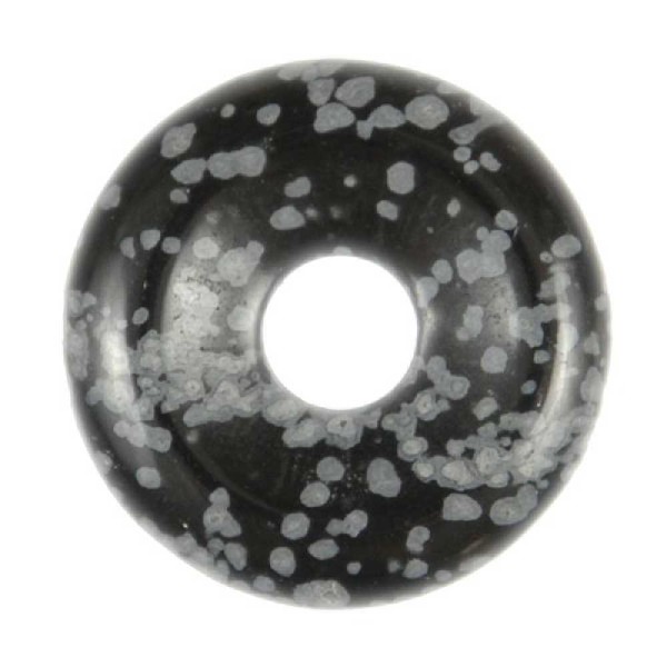 Donut Pi Chinois en obsidienne neige pour pendentif - Diamètre 2 cm. - Photo n°1
