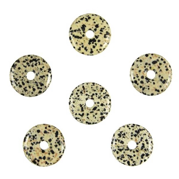 Donut Pi Chinois en jaspe dalmatien pour pendentif - Diamètre 3 cm. - Photo n°3
