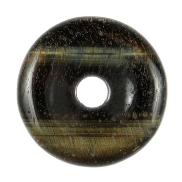 Donut Pi Chinois en oeil de faucon pour pendentif - Diamètre 3 cm. - Photo n°2