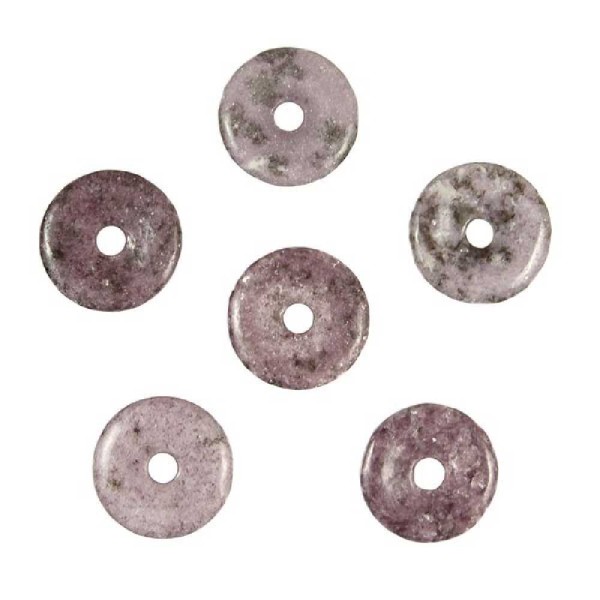 Donut Pi Chinois en lépidolite pour pendentif - Diamètre 3 cm. - Photo n°3