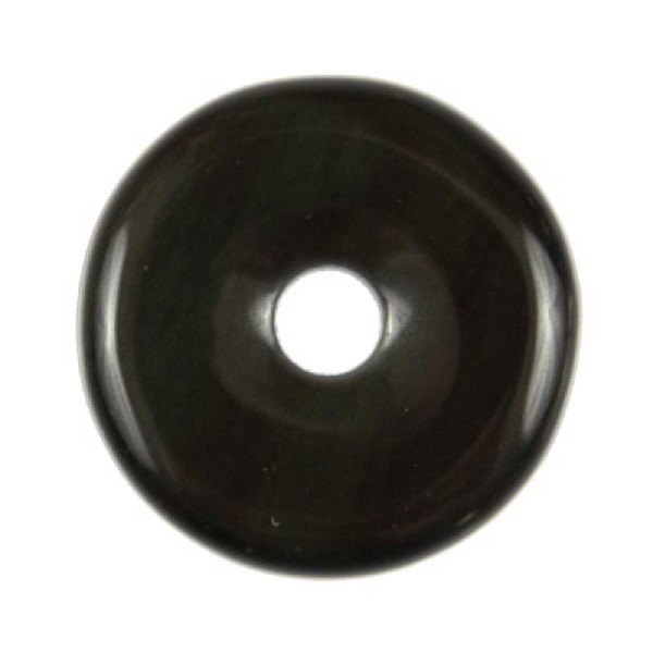 Donut Pi Chinois en obsidienne oeil céleste pour pendentif. - Photo n°1