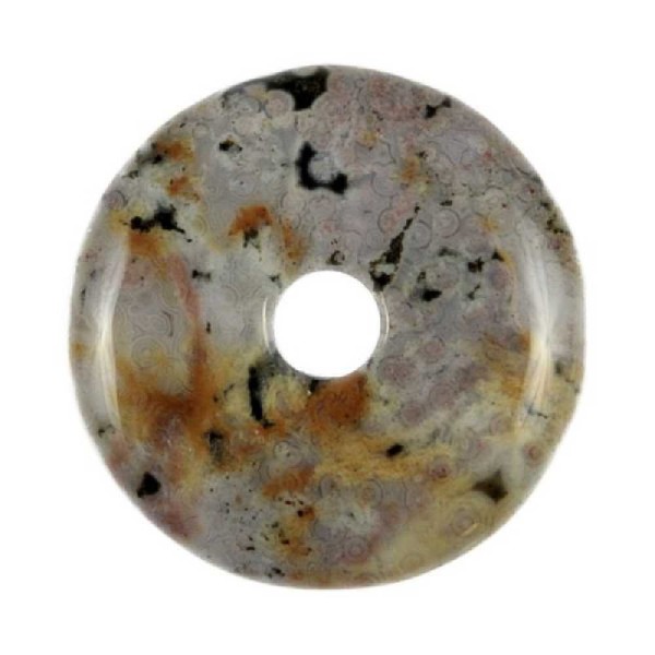 Donut Pi Chinois en jaspe océan pour pendentif - Diamètre 3 cm. - Photo n°2