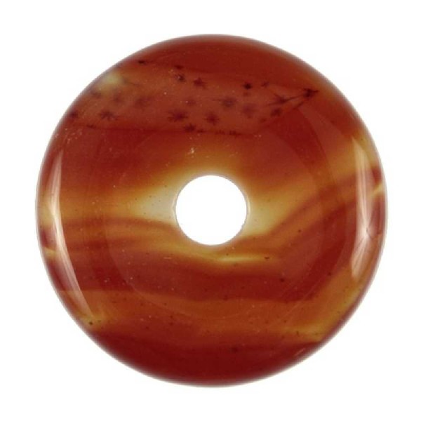 Donut Pi Chinois en cornaline pour pendentif - Diamètre 3 cm. - Photo n°2