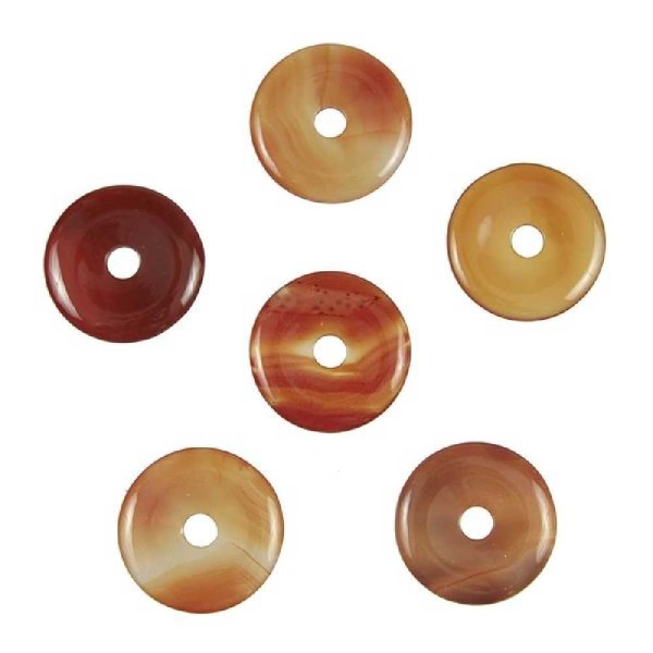 Donut Pi Chinois en cornaline pour pendentif - Diamètre 3 cm. - Photo n°3