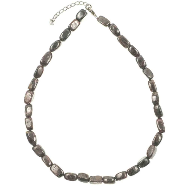 Collier en grenat almandin - Perles pierres roulées (forme carrée). - Photo n°2