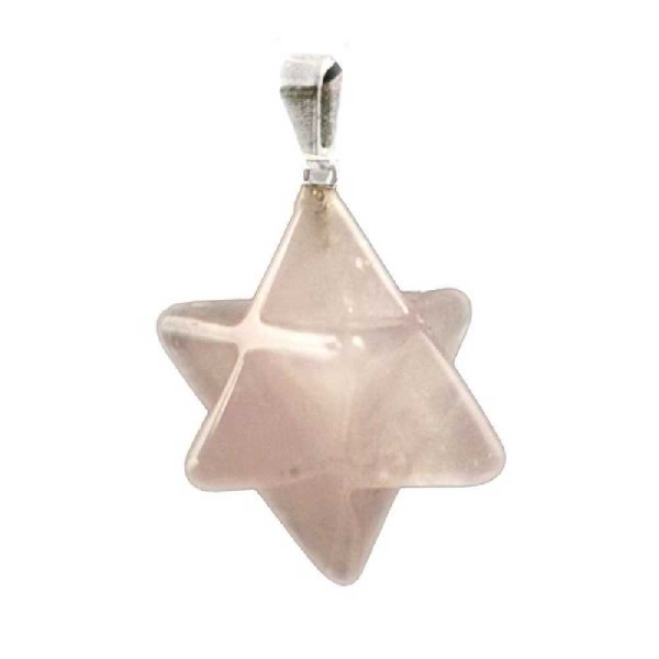Pendentif étoile merkaba en quartz rose. - Photo n°2
