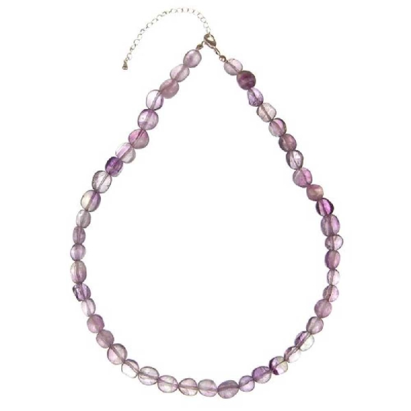 Collier en fluorite violette - Qualité extra - Perles pierres roulées. - Photo n°2