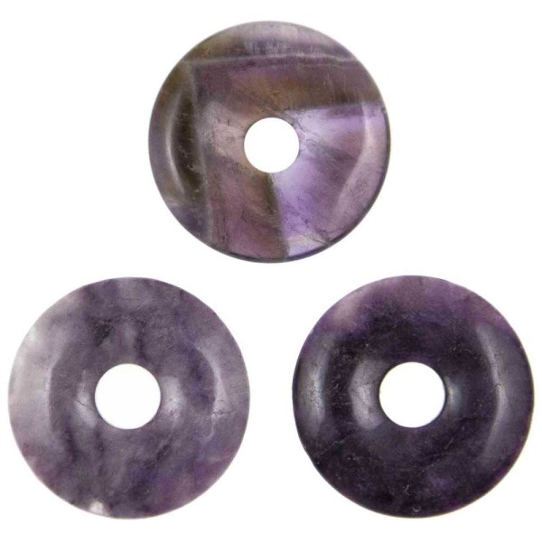 Donut Pi Chinois en fluorite violette pour pendentif - Diamètre 3 cm. - Photo n°3