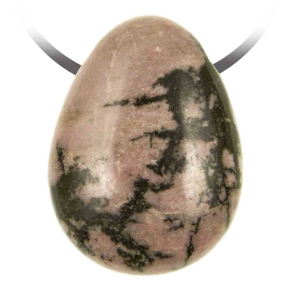 Pendentif goutte pierre percée en rhodonite (striée) cordon vendu séparément. - Photo n°2