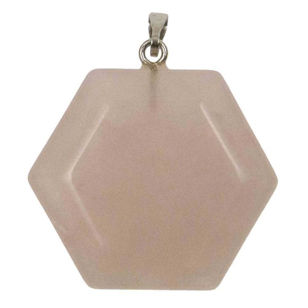 Pendentif hexagone en quartz rose. - Photo n°2