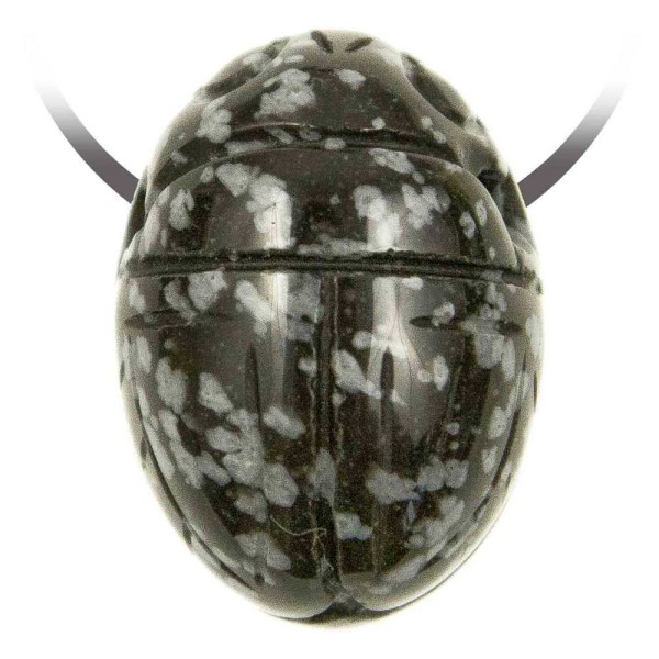 Pendentif pierre percée scarabée en obsidienne neige cordon vendu séparément. - Photo n°2