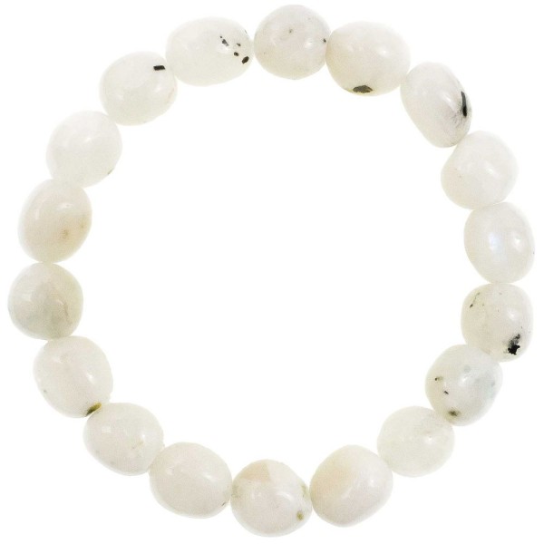 Bracelet en pierre de lune blanche - Perles pierres roulées. - Photo n°1