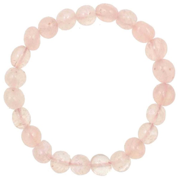 Bracelet en quartz rose - Perles pierres roulées. - Photo n°2