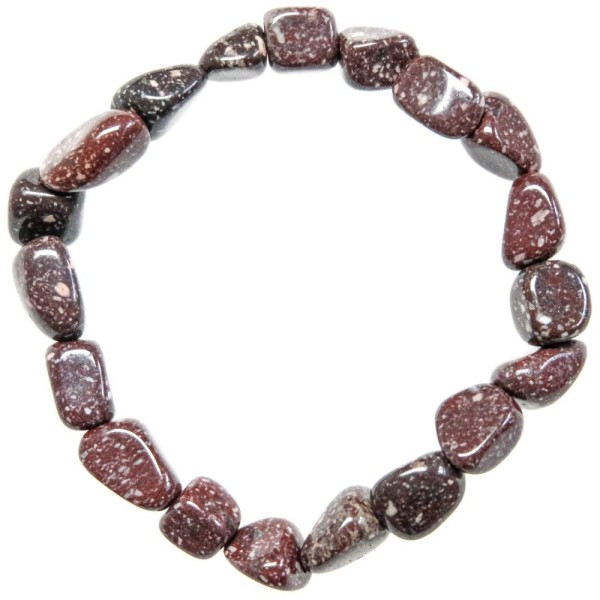 Bracelet en porphyre impérial rouge - Perles pierres roulées. - Photo n°2