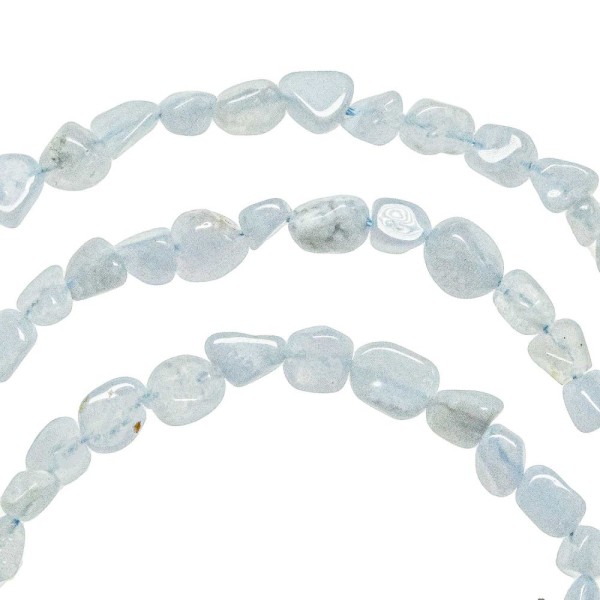 Bracelet en calcédoine bleue - Perles roulées 5 à 8 mm. - Photo n°3