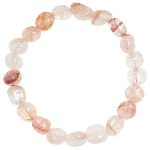 Bracelet en calcédoine rose - Perles pierres roulées. - Photo n°1