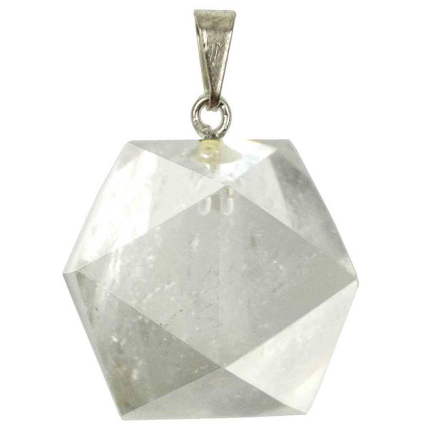 Pendentif icosaèdre en cristal de roche. - Photo n°2