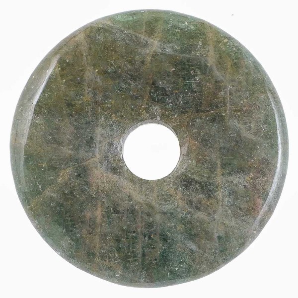 Donut Pi Chinois en apatite verte pour pendentif - Diamètre 3 cm. - Photo n°2