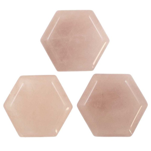Hexagone poli en quartz rose - 4 cm. - Photo n°3
