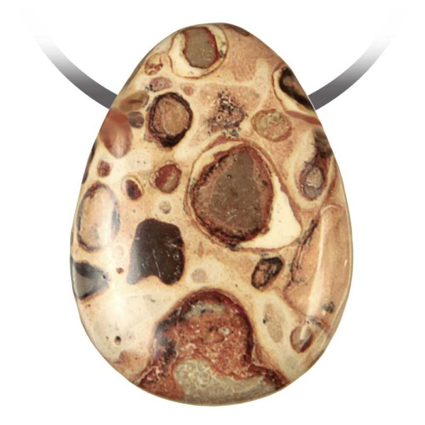 Pendentif goutte pierre percée en léopardite cordon vendu séparément. - Photo n°2
