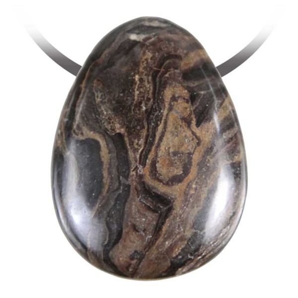 Pendentif goutte pierre percée en stromatolithe cordon vendu séparément. - Photo n°2