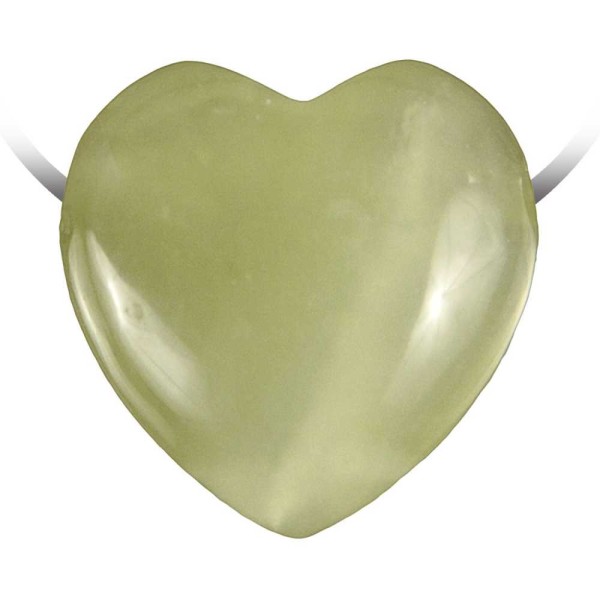 Pendentif coeur pierre percée en jade de Chine cordon vendu séparément. - Photo n°2