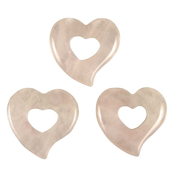 Pendentif donut coeur en quartz rose. - Photo n°4