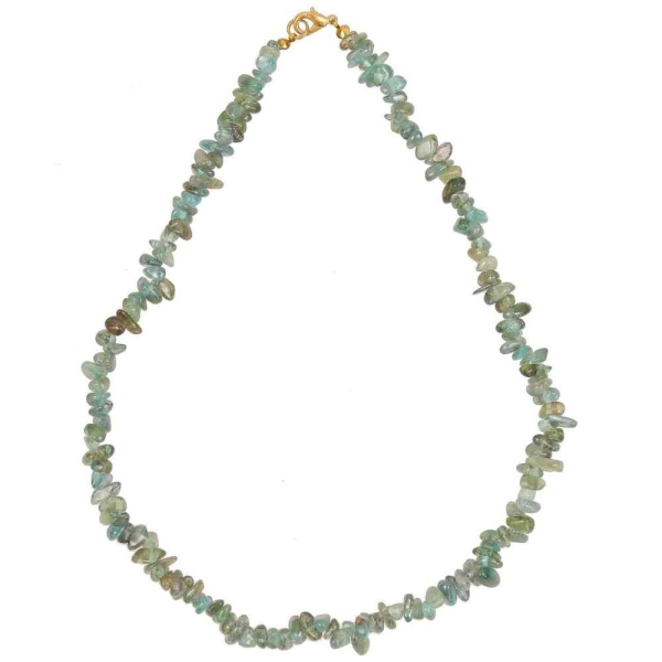 Collier de pierre en cyanite verte - perles baroques. - Photo n°2