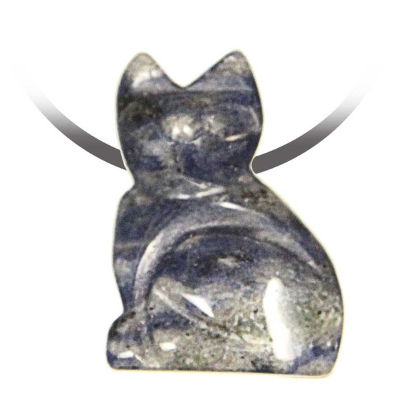 Pendentif pierre percée chat en sodalite cordon vendu séparément. - Photo n°2