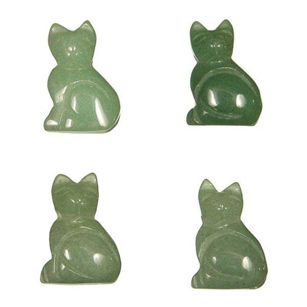 Pendentif pierre percée chat en aventurine verte cordon vendu séparément. - Photo n°3