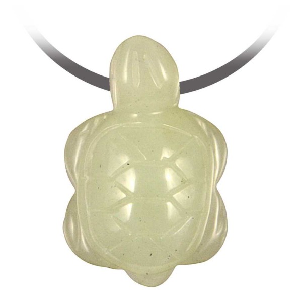 Pendentif pierre percée tortue en jade de Chine cordon vendu séparément. - Photo n°2